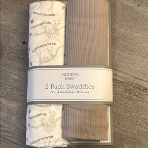 Modern Baby Beige and White Swaddle Set